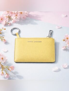 Marc Jacobs Lemon Yellow Leather Zip Key Card Holder